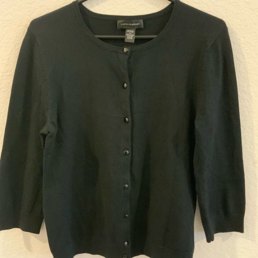 Cable & Gauge Classic Black Cardigan Large